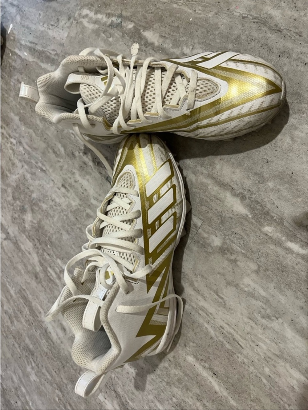 Adidas White and Gold youth boys Football Cleats